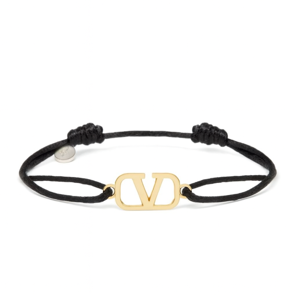 Gold V-Charm Cord Bracelet