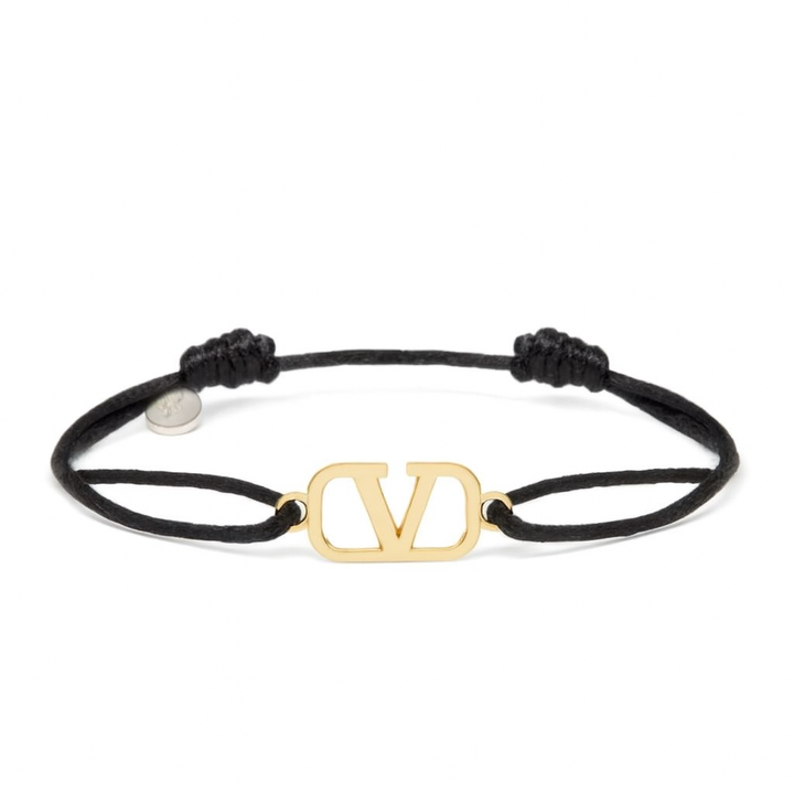 Gold V-Charm Cord Bracelet