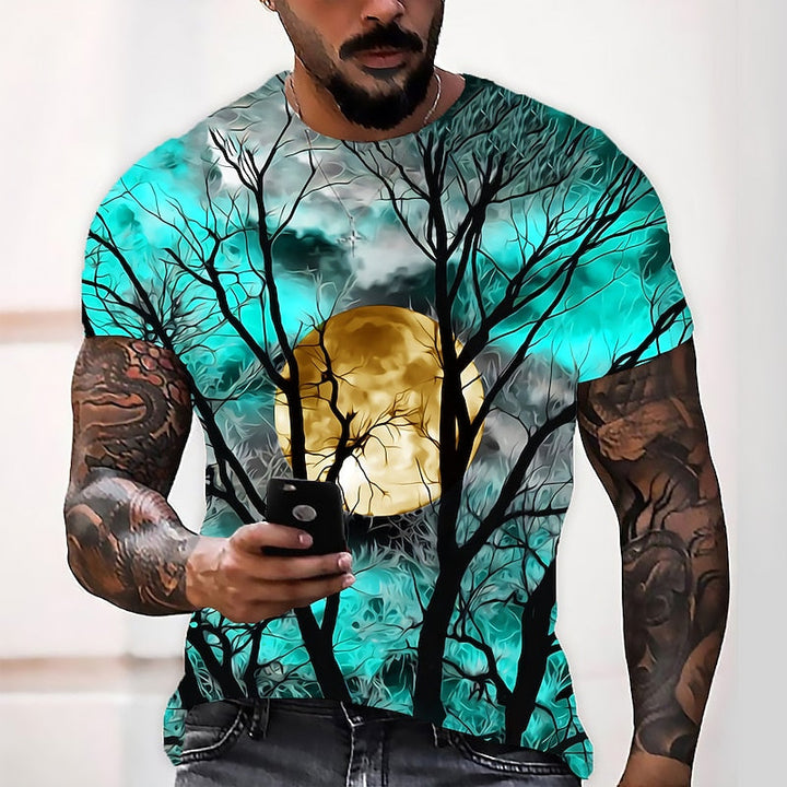 Thorne™ | Men's Halloween Moon and Forest Graphic T Shirt