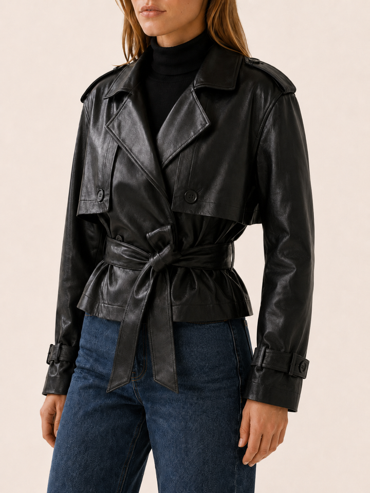 Valentina™ | Cropped Trench Jacket with Tie Waist