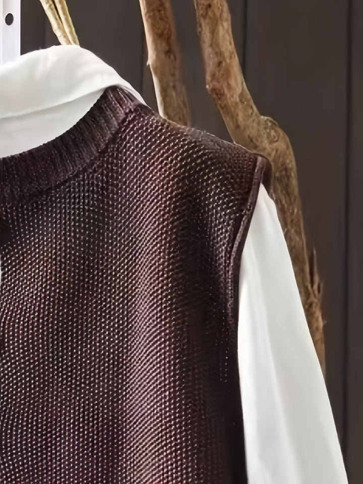 Idony™ | Women's Knit Sweater Vest and Shirt Two Piece Set