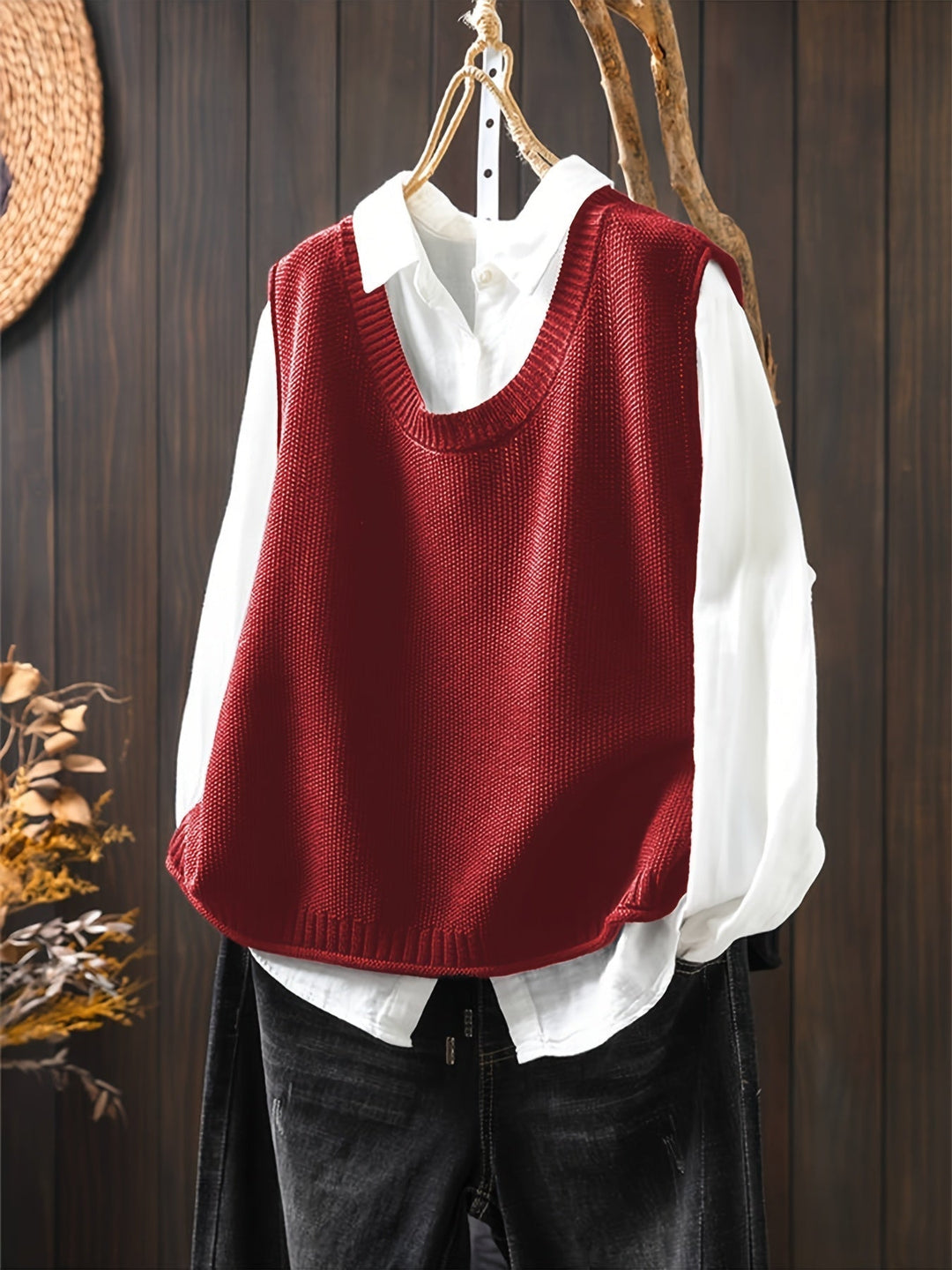 Idony™ | Women's Knit Sweater Vest and Shirt Two Piece Set