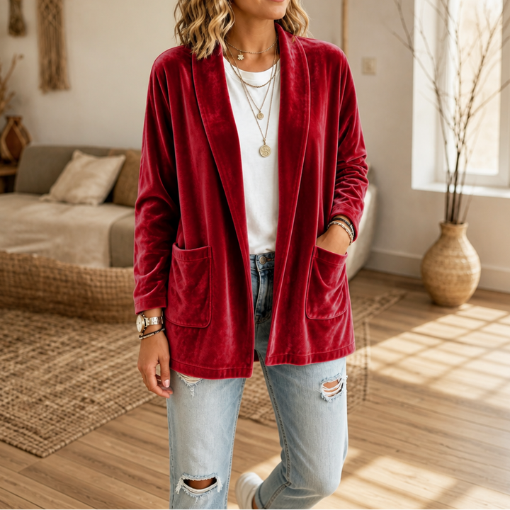 Serafina™ | Women's Plush Shawl Collar Open Front Cardigan with Pockets