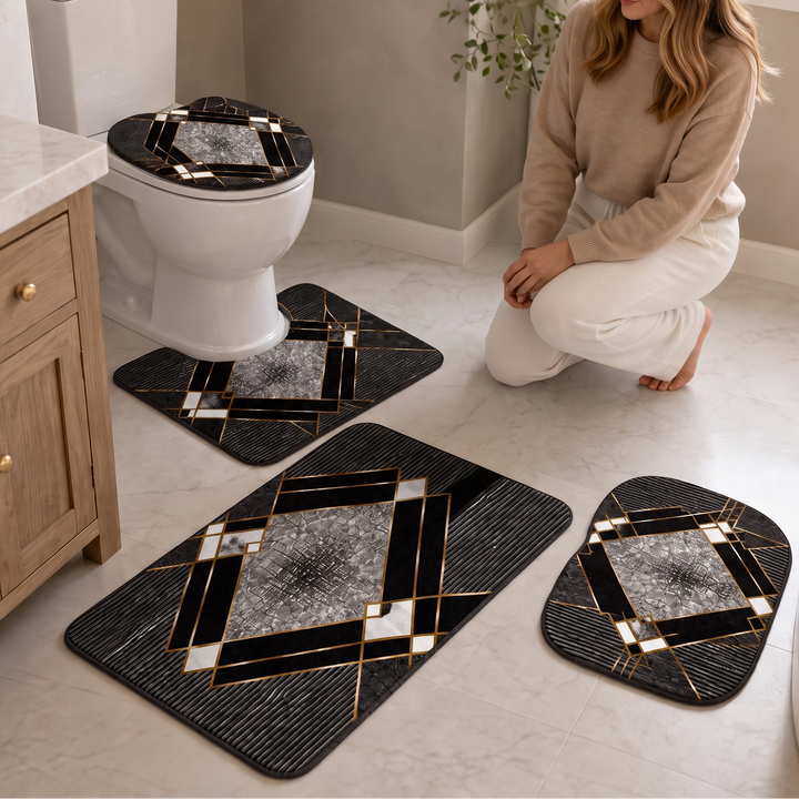 Nadege™ | Four-Piece Plush Bath Rug Set with Contour Mat and Lid Cover