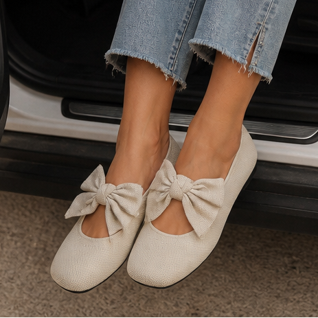 Flaminia™ | Women's Knit Square Toe Bow Flats