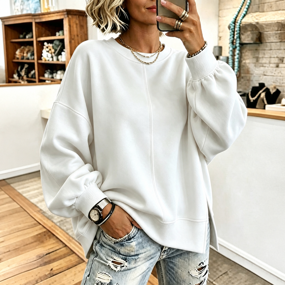 Perla™ | Women's Oversized Drop Shoulder Sweatshirt with Side Slits