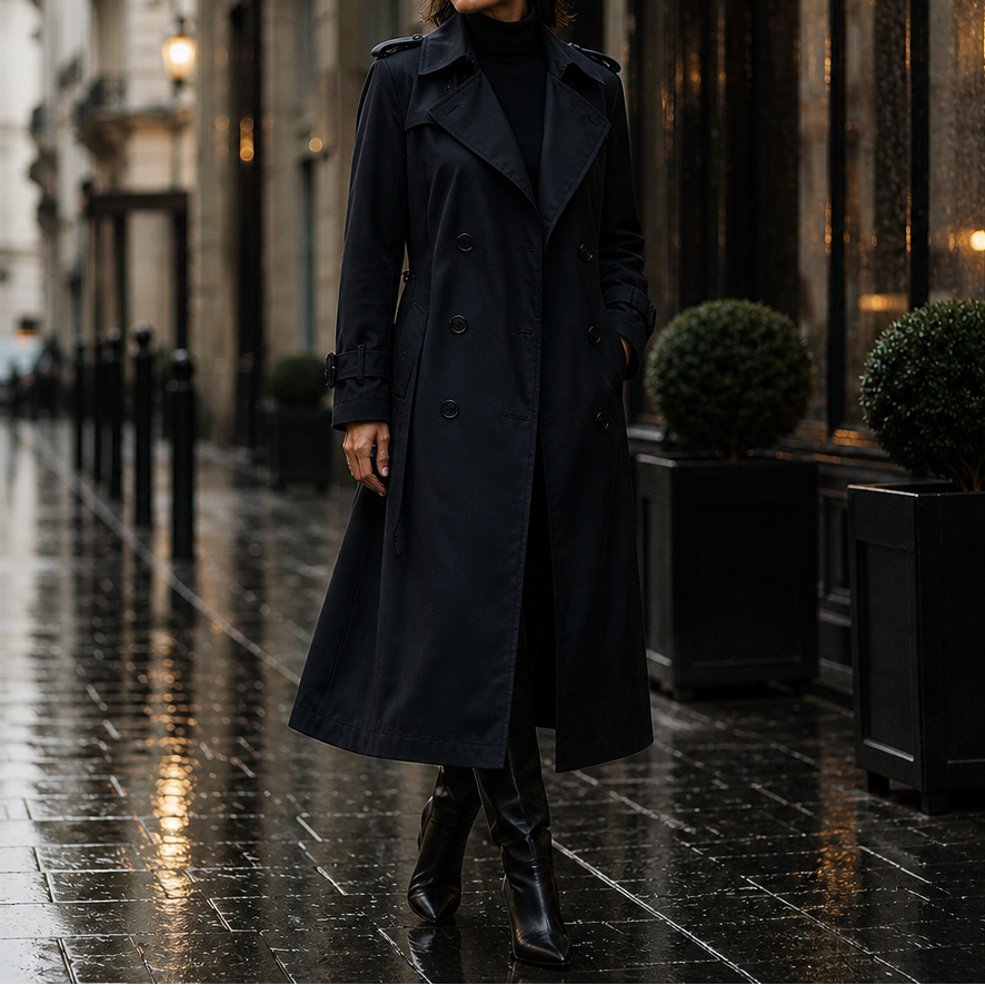 Graziella™ | Women's Double Breasted Belted Long Trench Coat