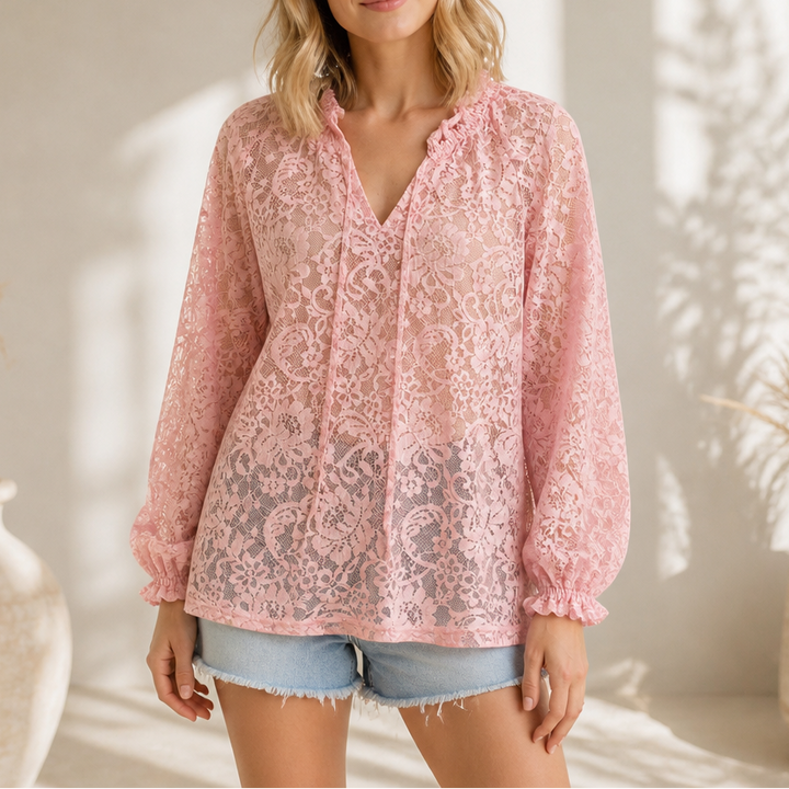 Hyacinthe™ | Women's Floral Crochet Lace Long Sleeve Blouse