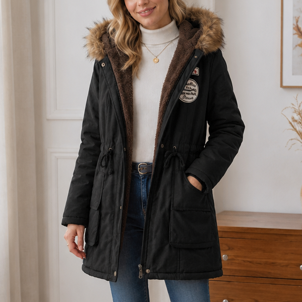 Cassandre™ | Women's Lined Hooded Parka with Faux Fur Trim