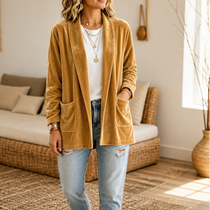 Serafina™ | Women's Plush Shawl Collar Open Front Cardigan with Pockets