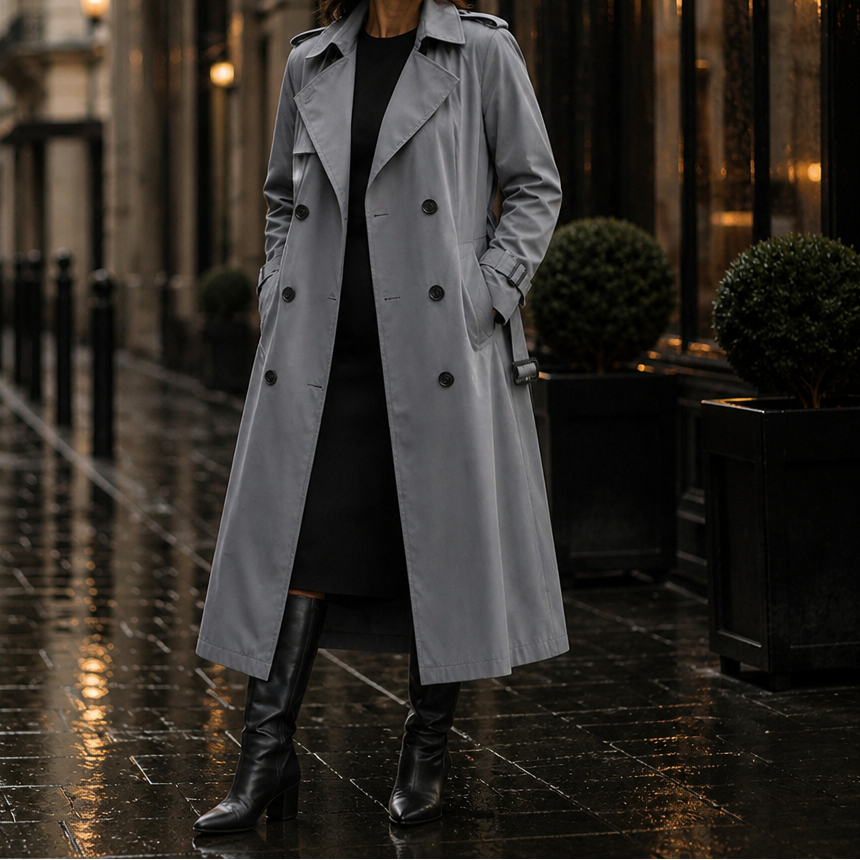 Graziella™ | Women's Double Breasted Belted Long Trench Coat