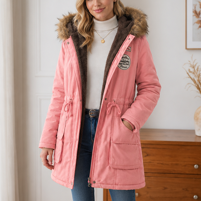Cassandre™ | Women's Lined Hooded Parka with Faux Fur Trim