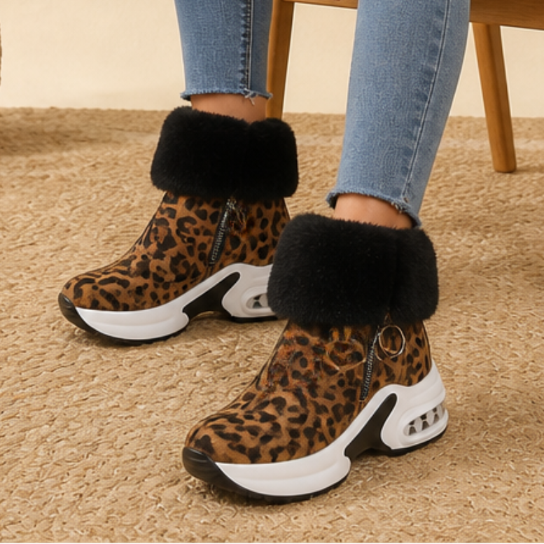 Silvana™ | Women's Faux Fur Cuff Chunky Ankle Boots