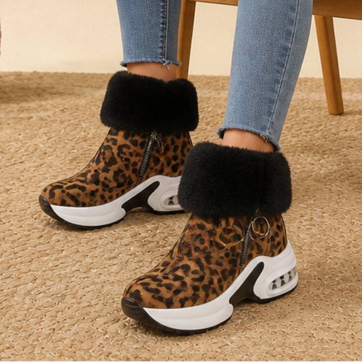 Silvana™ | Women's Faux Fur Cuff Chunky Ankle Boots