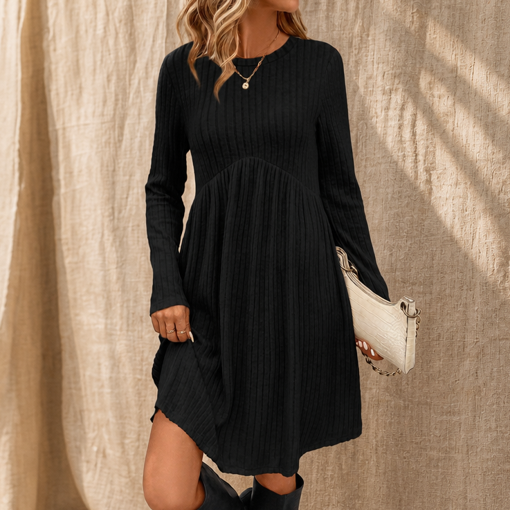 Prudence™ | Women's Ribbed Knit A-Line Midi Dress with Pockets