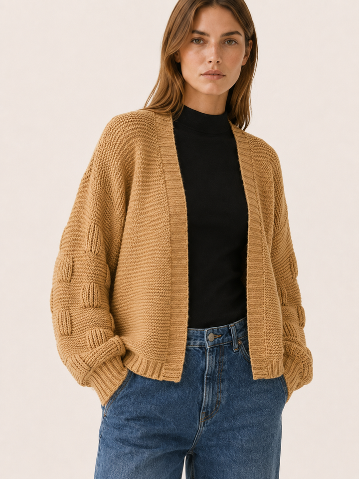 Vesper™ | Open-Front Cardigan with Ribbed Trim