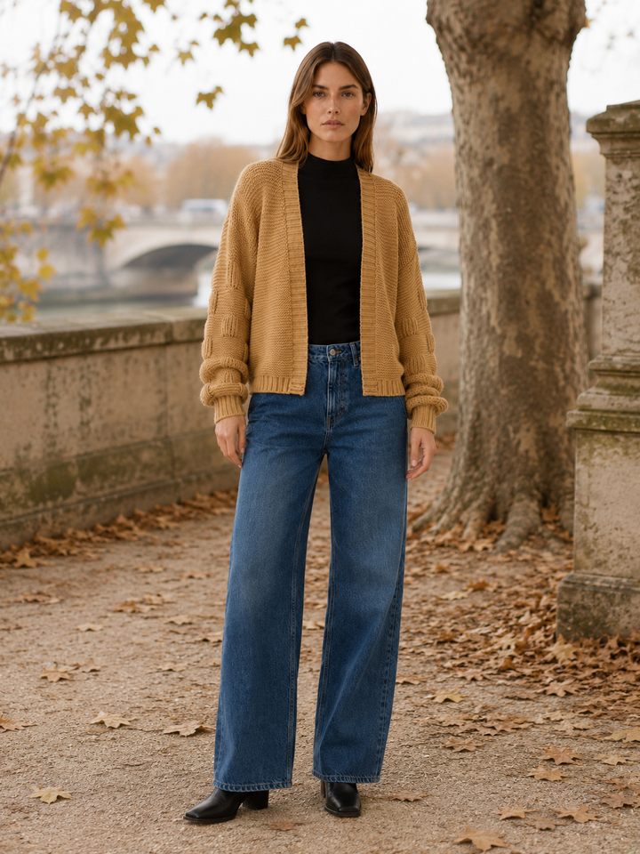 Vesper™ | Open-Front Cardigan with Ribbed Trim