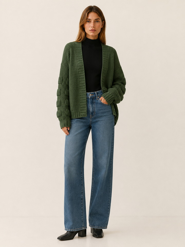 Vesper™ | Open-Front Cardigan with Ribbed Trim