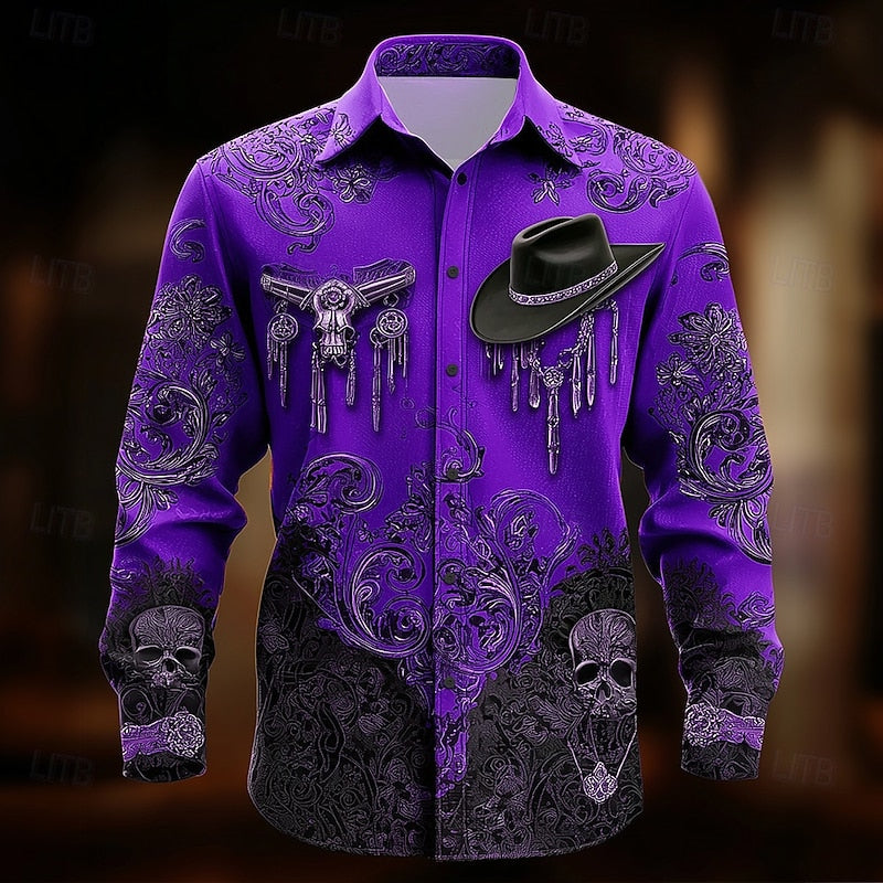 Bishop™ | Men's Western Halloween Print Button Up Shirt