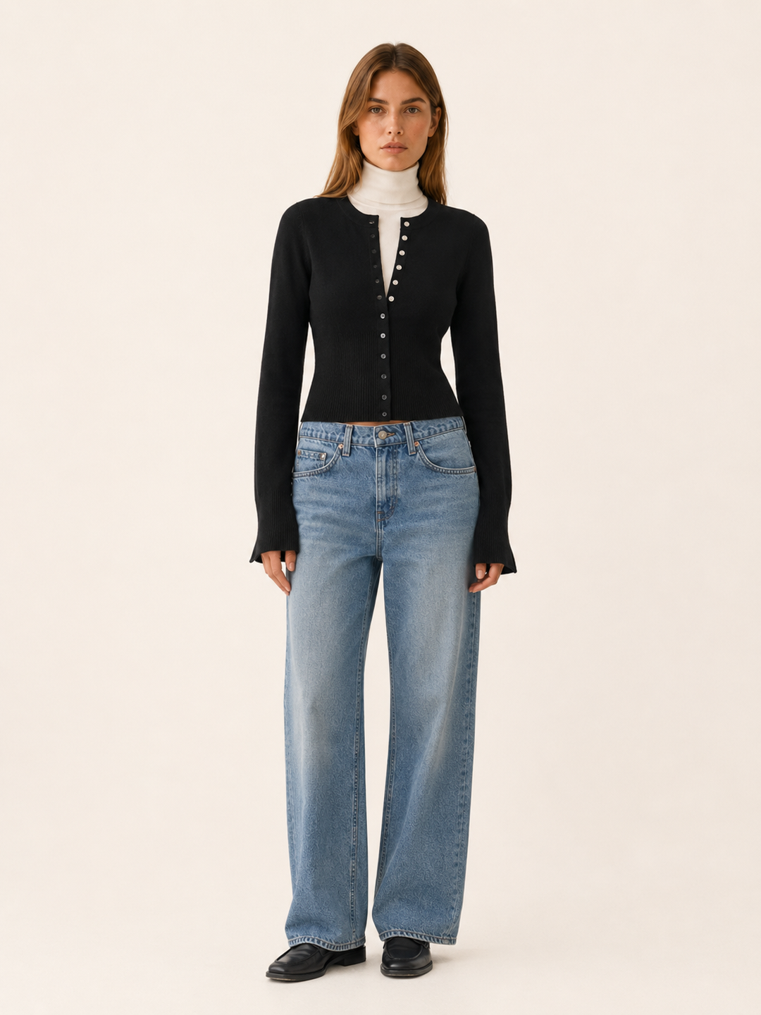 Virelora™ | Cropped Knit Cardigan with Ribbed Waist