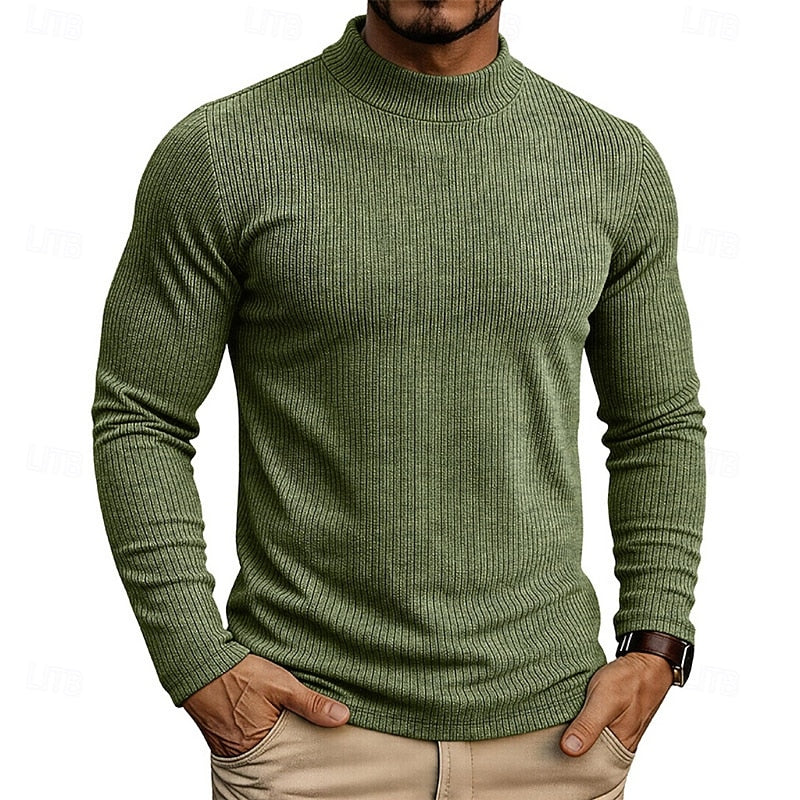 Atticus™ | Men's Ribbed Mock Neck Long Sleeve Top