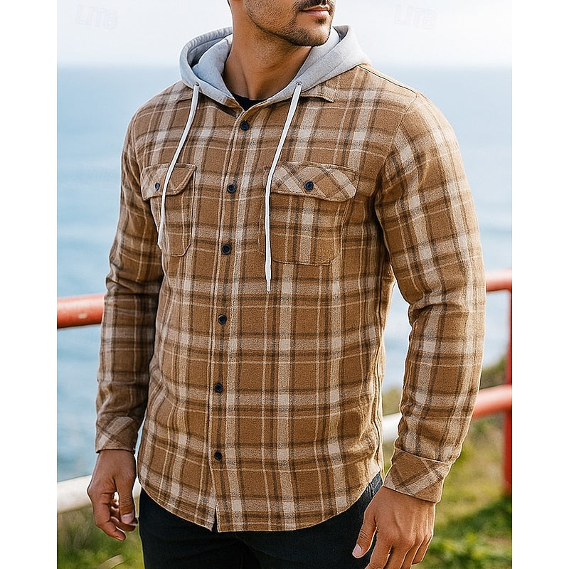 Cormac™ | Men's Hooded Plaid Shirt Jacket