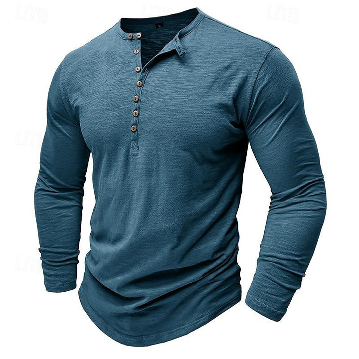 Brantley™ | Men's Long Sleeve Button Placket Henley Shirt
