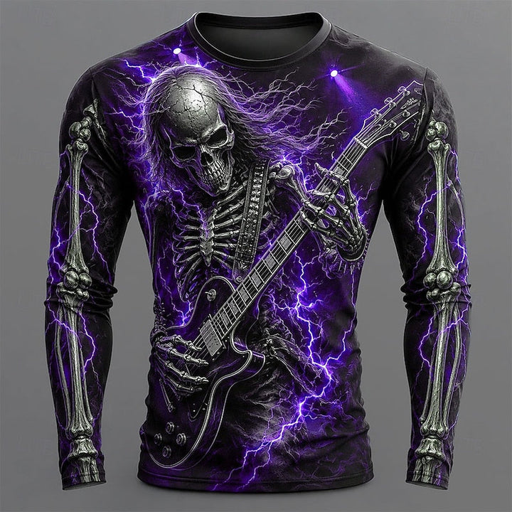 Wilder™ | Men's Halloween Skeleton Guitar Print Long Sleeve T Shirt