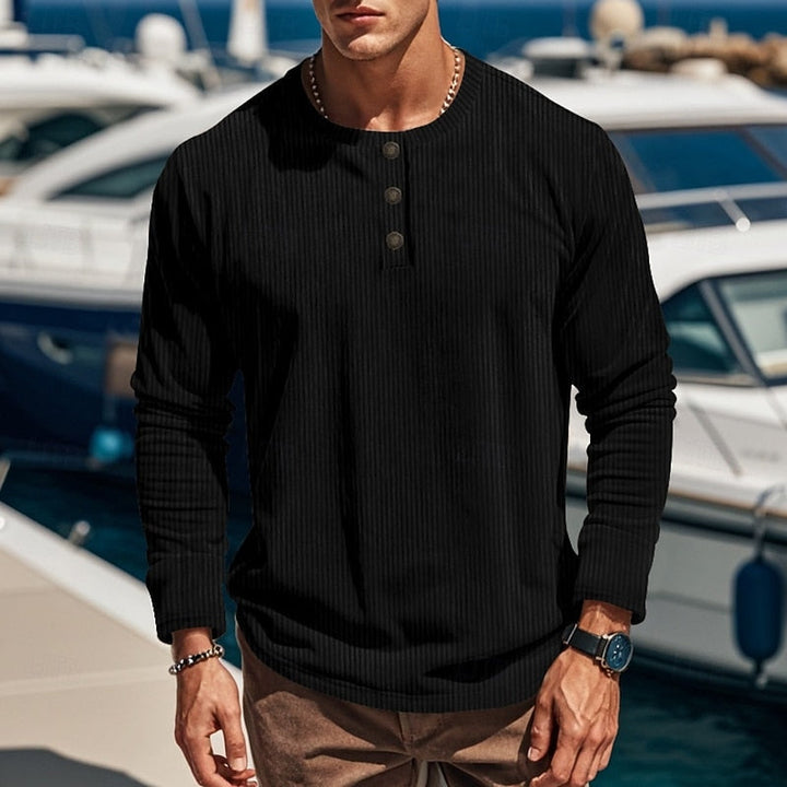 Anders™ | Men's Ribbed Long Sleeve Henley Shirt