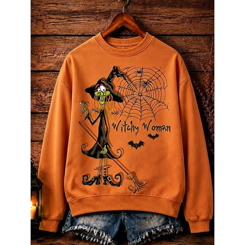 Eudora™ | Women's Halloween Witch and Spider Web Sweatshirt