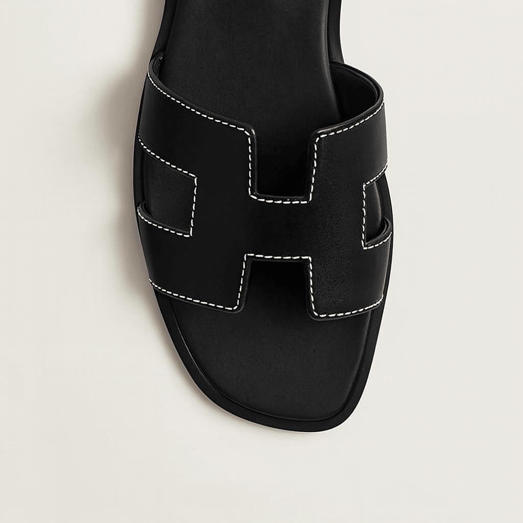 Oria | Cut-Out Leather Slide Sandals