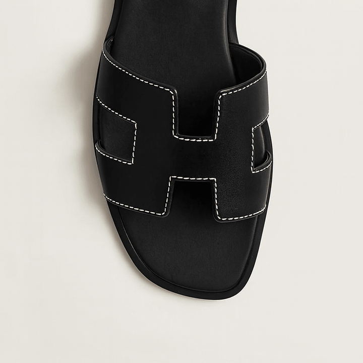 Oria | Cut-Out Leather Slide Sandals