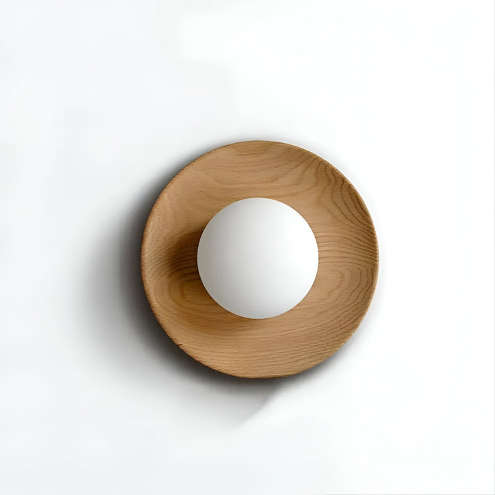 LED Natural Wood Wall Light with Globe Shade — view 3