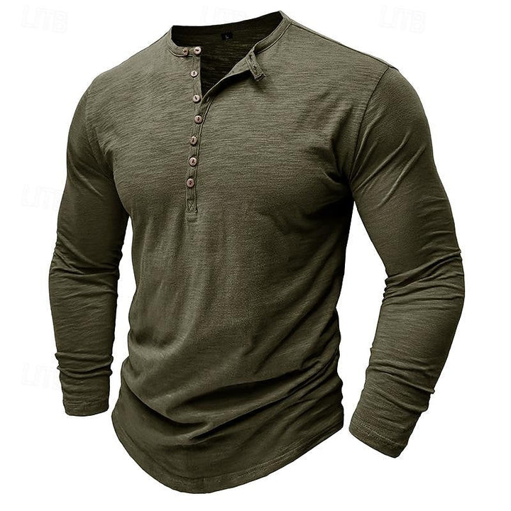 Brantley™ | Men's Long Sleeve Button Placket Henley Shirt