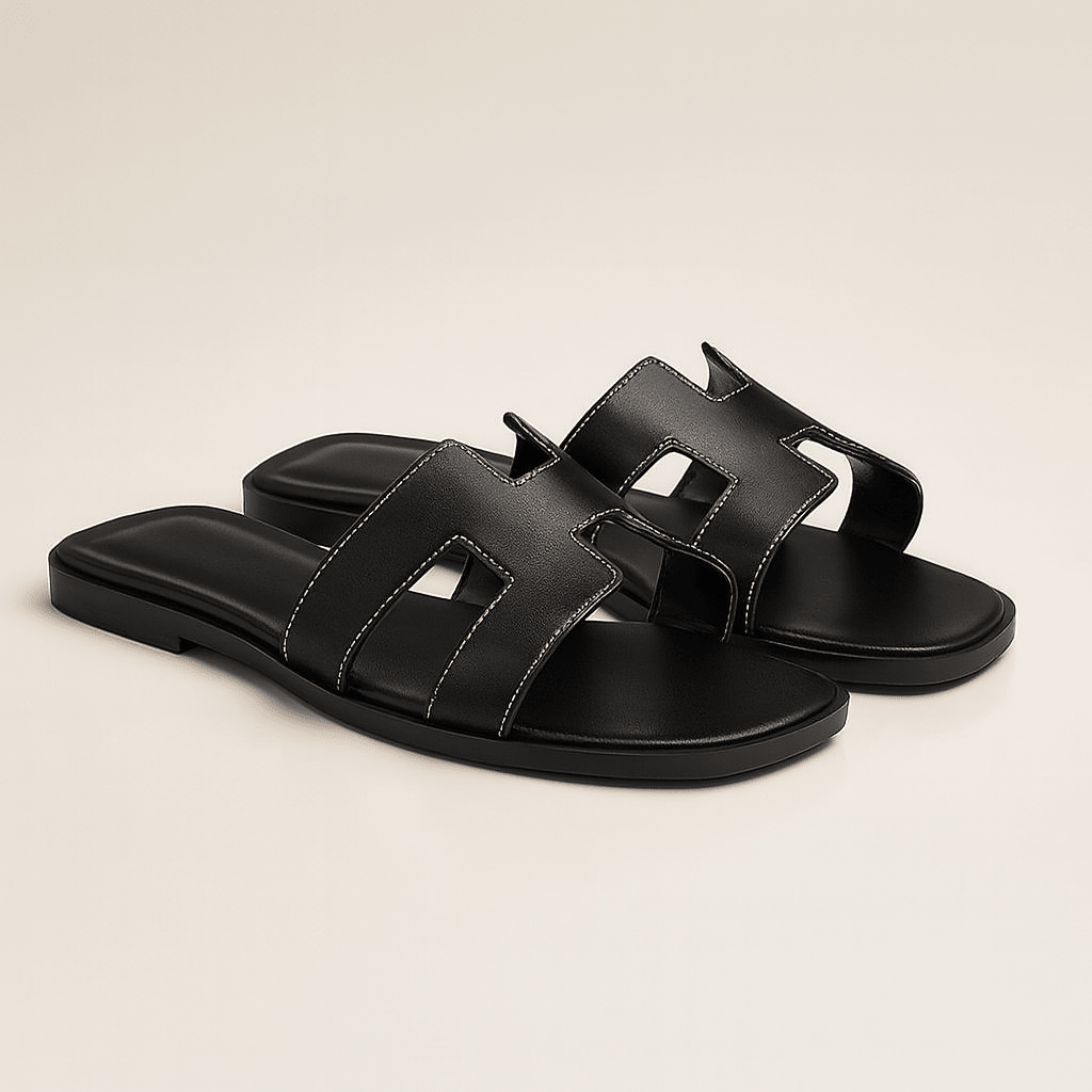 Oria | Cut-Out Leather Slide Sandals