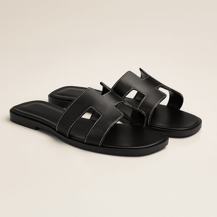 Oria | Cut-Out Leather Slide Sandals