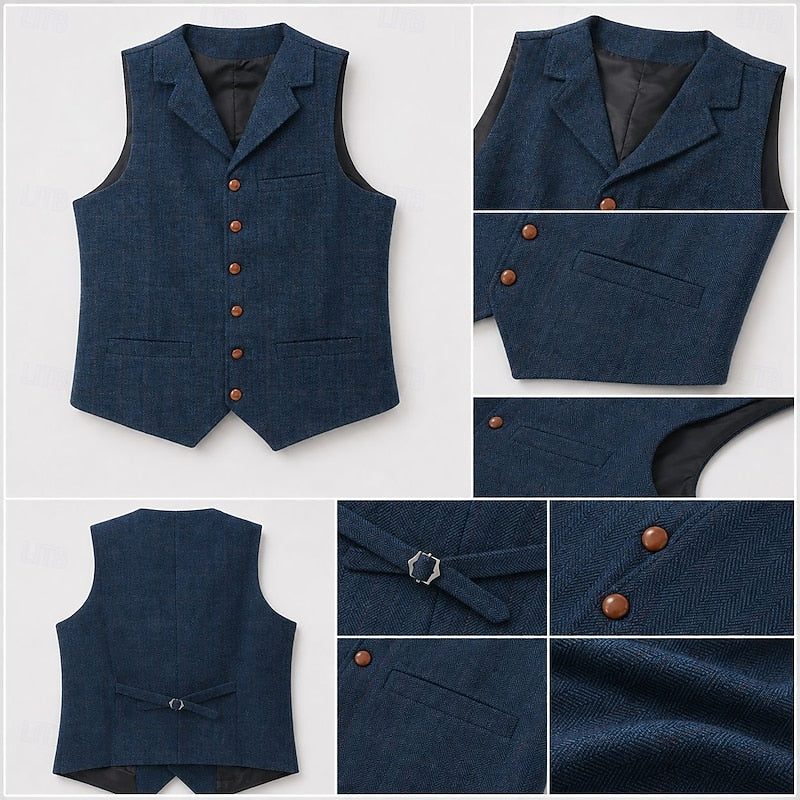 Jasper™ | Men's Herringbone V-Neck Waistcoat