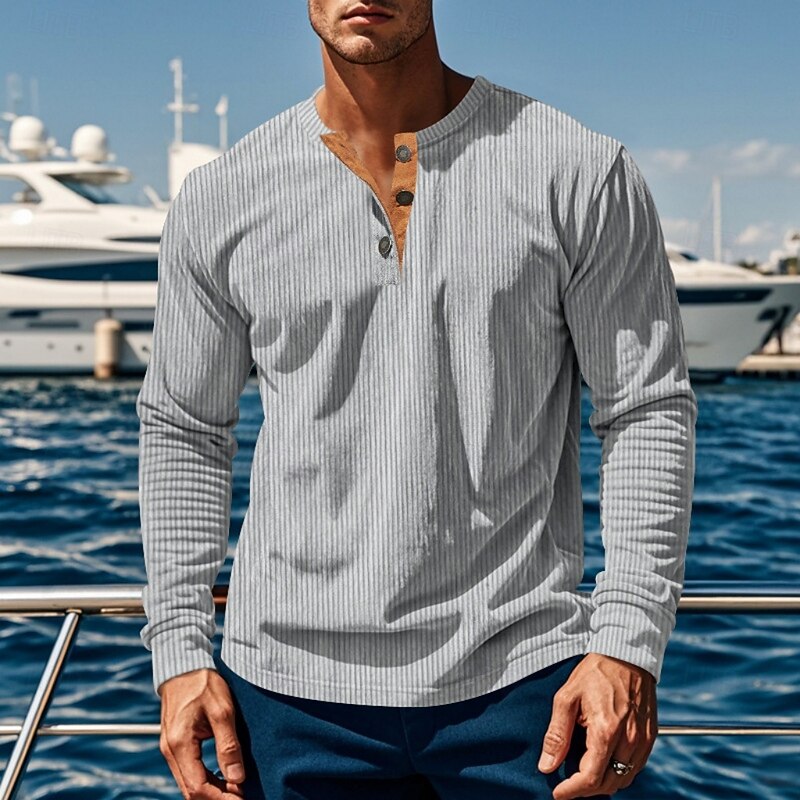 Anders™ | Men's Ribbed Long Sleeve Henley Shirt