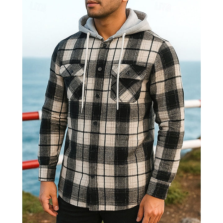 Cormac™ | Men's Hooded Plaid Shirt Jacket