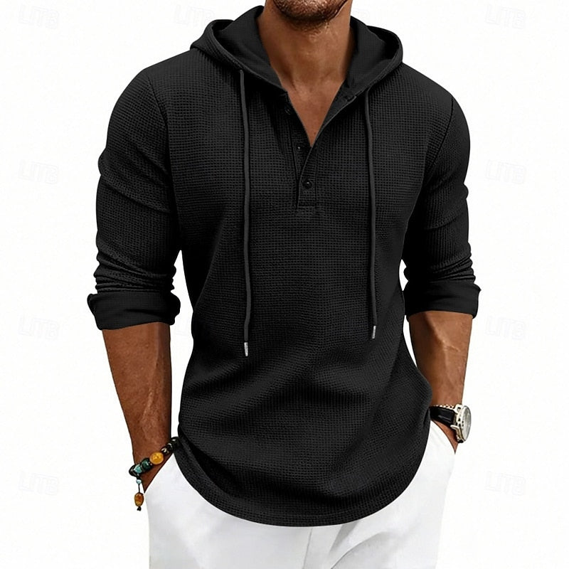 Barrett™ | Men's Hooded Long Sleeve Henley Shirt