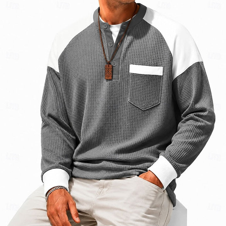 Cedric™ | Men's Colorblock Waffle Henley Shirt
