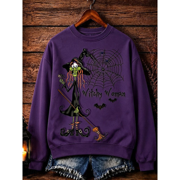 Eudora™ | Women's Halloween Witch and Spider Web Sweatshirt