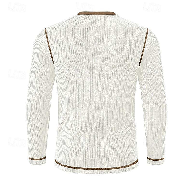 Ambrose™ | Men's Ribbed Contrast-Trim Henley Shirt