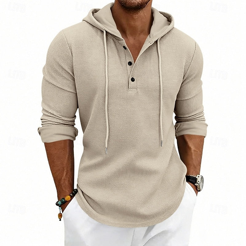 Barrett™ | Men's Hooded Long Sleeve Henley Shirt