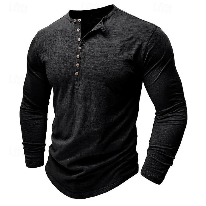 Brantley™ | Men's Long Sleeve Button Placket Henley Shirt
