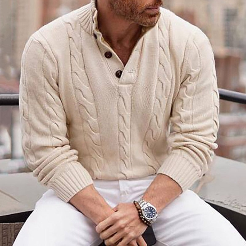 Fitzgerald™ | Men's Cable Knit Henley Sweater