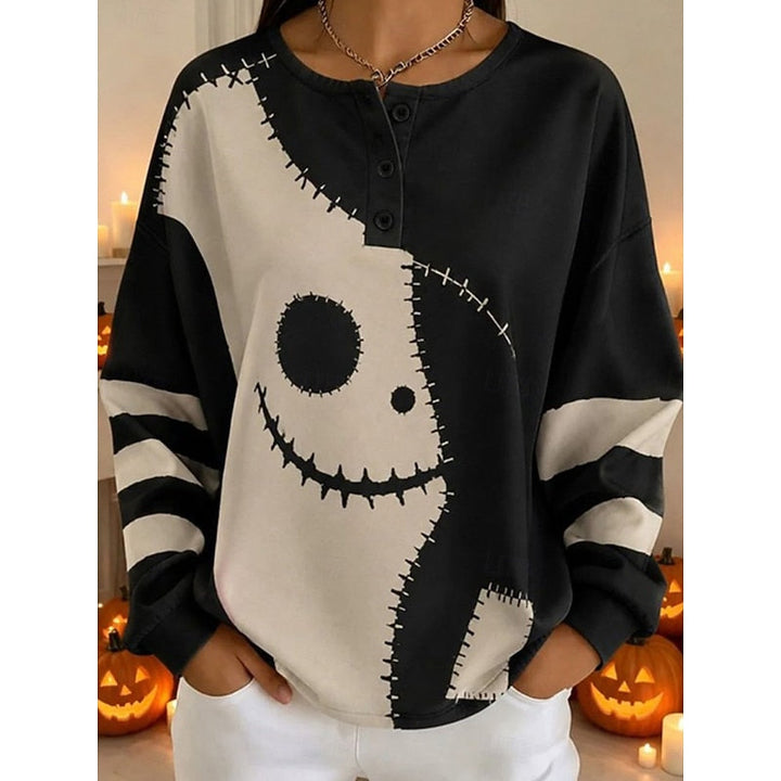 Morrigan™ | Women's Halloween Face Graphic Crew Neck Sweatshirt