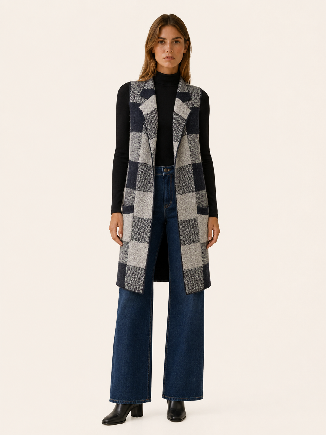 Aveline™ | Subtly Striped Open-Front Cardigan