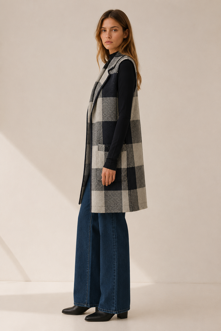 Aveline™ | Subtly Striped Open-Front Cardigan