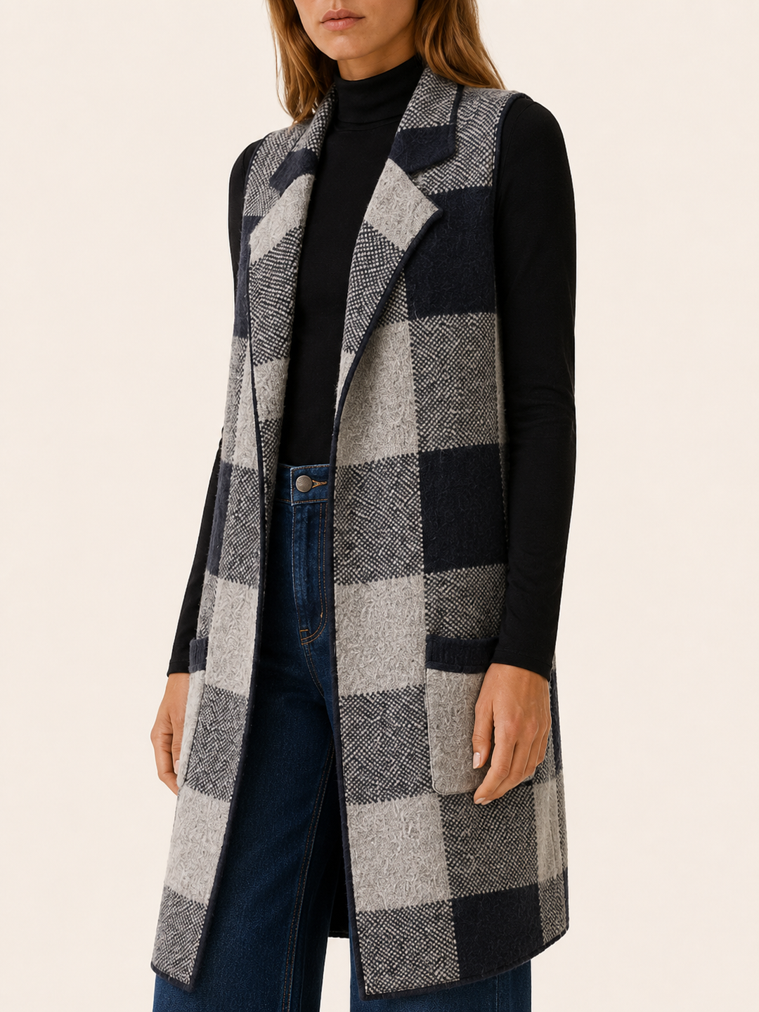 Aveline™ | Subtly Striped Open-Front Cardigan